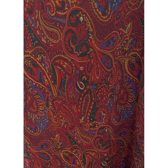 Vintage 90s Lauren Ralph Lauren Burgundy Paisley Silk Chiffon One Shoulder Gown - Picture 8 of 8